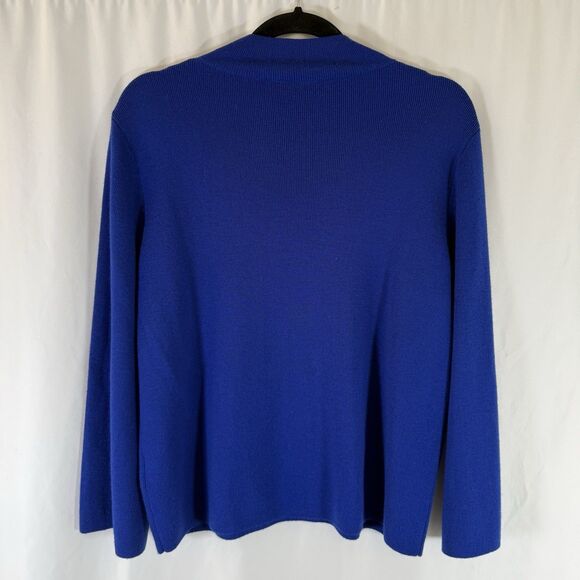 The Fold Sweater Women's Large Blue Knit 100% Merino Wool Long Sleeve Pullover - Picture 8 of 10